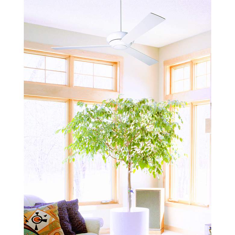 Image 1 52" Modern Fan Altus Glossy White Ceiling Fan with Wall Control in scene